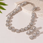economico Parure di gioielli-Set di Gioielli Completo Due Pezzi Argento Zirconia Cubica Cromo 1 Collana Orecchini Moda Femminile Elegante Vintage Carino Stile Vintage Classico Set di Gioielli Geometrici per Matrimonio Fête