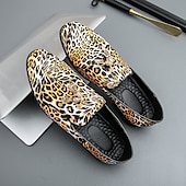 levne Pánské nazouváky a mokasíny-pánské slip-on společenské boty s leopardím vzorem - stylová společenská obuv na taneční párty a speciální akce