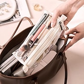 cheap Jewelry &amp; Cosmetic Storage-Leather Travel Cosmetic Bag Large Capacity Portable Women Makeup Case Waterproof Toiletry Makeup Organizer Storage Bag Foldable 4 In 1 Travel Toiletry Bag Cosmetics Storage Bag