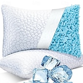 baratos Acessórios de cama-Almofadas Refrescantes para Dormir Almofadas de Espuma de Memória Picada para Cama Tamanho Queen Almofada de Gel para Dorminhocos Quentes Almofada Fria Suportiva