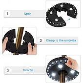 baratos Luzes de trabalho-Luz de guarda-chuva de pátio com 3 modos de brilho, sem fio, 28 luzes LED - 4 pilhas AA operadas, luz de poste de guarda-chuva para guarda-sóis de pátio, barracas de acampamento ou uso interno