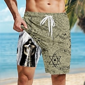 cheap Halloween Pants-Men&#039;s Geometric Skull Gothic Lined Shorts 2 in 1 Board Shorts Swim Shorts Mid Waist Hawaiian Retro Vintage Holiday Side Pockets With Compression Liner Elastic Drawstring Waist Designer Clothing
