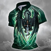 halpa Miesten eläinprinttipoolo-Miesten Eläin 3D Polo Lyhythihainen Poolopaidat Kauluspaidat Vapaa-aika ulko- Katu Urheilu- ja treenivaatteet Arki-asut 3D-tulostus Ruth Thompson Kesä Apila