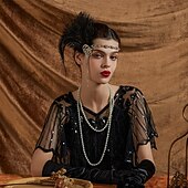 olcso Kiegészítők és még sok más-A nagy Gatsby Flapper fejpánt Gyöngyös karkötő Fülbevaló A nagy Gatsby Toll Retro Csillogó glitter Női Farsang Valentin nap Álarcos mulatság Party estélyi viselet Álarcos mulatság Fesztivál Felnőttek