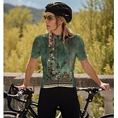 abordables Maillots pour femmes-Femmes Maillot de cyclisme Manche Courte Cyclisme Maillot Top avec 3 poches arrière Respirant Séchage Rapide Évacuation de l&#039;Humidité Bandes réfléchissantes Vert forêt Des sports Vêtement Tenue