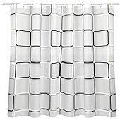 abordables Rideaux de Douche-Douche rideau sous-marin en PEVA avec crochets en plastique imperméable pour la décoration de salle de bain rideaux contemporains transparents motif toile noir et blanc