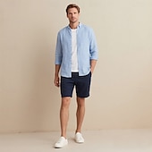 halpa Miesten Elite-paidat-miesten 100% pellavapaita nappikauluspaita vapaa-ajan paita yksivärinen muodollinen rento valkoinen vaaleanvihreä punainen tummansininen pitkähihainen turndown-paita kesä talvivaatteet vaatteet yksiväriset