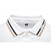 preiswerte Herren Elite Polo-Herren Farbblock Polo Strick-Polopullover Kurzarm Umlegekragen Formell Arbeit Sport &amp; Outdoor Stripe-Trim Streifen Rein Frühling Ganzjahres Weiß Dunkelrot Dunkelmarine