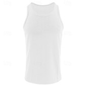 cheap Tank Tops-Men&#039;s Tank Top Vest Top Undershirt Sleeveless Shirt Sleeveless Crew Neck Summer Plain Fashion Designer Basic Classic Vacation Street Going out Black White Wine Top Tee for Men