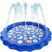 abordables Jouets de Plage et de Plein Air-Tapis de jeu d&#039;eau extérieur de 68 pouces, motif de vie marine multicolore, tapis anti-éclaboussures en PVC durable avec arroseur, antidérapant &amp;gonflable idéal pour les jouets aquatiques amusants de