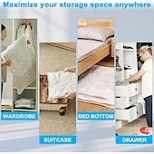 abordables stockage de bagages et de voyage-Lot de 10 sacs de rangement sous vide de voyage avec pompe à main, sacs de compression compacts pour vêtements, couvertures, couettes, sacs d&#039;emballage pour bagages et valises, sacs ziplock réutilisables
