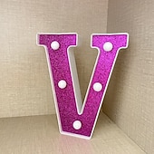 economico Luci decorative-Luci decorative con lettere viola da 16 cm, luci per feste, compleanno, Natale