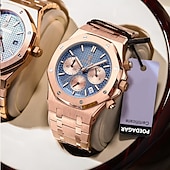 cheap Mechanical Watches-Men Mechanical Watch Quartz Watch Retro Vintage Wristwatch Luminous LED Back Light Chronograph Waterproof Stainless Steel Watch