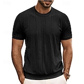 お買い得  メンズカジュアルTシャツ-男性用 Tシャツ 半袖シャツ ティートップ 半袖 クルーネック 夏 平織り ファッション デザイナー ベーシック パッチワーク バケーション ストリート お出かけ ブラック ホワイト メンズトップTシャツ