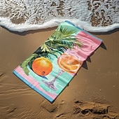 abordables juegos de toallas de playa-Toalla de playa estampada, manta de playa ligera, de secado rápido y sin arena, ideal para viajes, piscina y uso al aire libre.