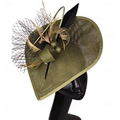 billige Bryllupshodeplagg-Hodeplagg Fjær Sinamay Bryllup Aftenselskap Elegant Bryllup Med Fjær Hodeplagg Hodeplagg