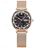 cheap Quartz Watches-Women Quartz Watch Wrist Watch Retro Vintage Rhinestone Wristwatch Luminous Calendar Date Week Waterproof Stainless Steel Watch