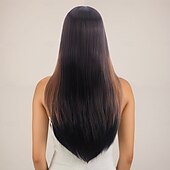 levne Syntetické trendy paruky-Syntetické paruky Rovné, bláznivé Přírodní rovný Vrstvený střih Hluboké rozdělení na stroji Paruka 30&quot; A1 Umělé vlasy Dámské Klasické Pohodlné Ombre vlasy Smíšené barvy