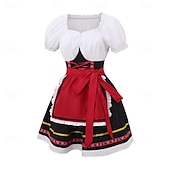 ieftine Dirndl-Rochie de costumul de bere dirndl Oktoberfest pentru femei cu șorț stil tradițional bavarez Wiesn pentru Oktoberfest