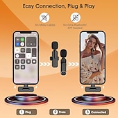 baratos acessórios de perfuração-Microfone de lapela sem fio para iPhone e Android, mini microfone USB-C com redução de ruído, perfeito para gravação, vlog, YouTube, TikTok, podcasts e vídeos de entrevistas