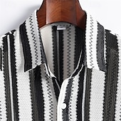 preiswerte Herrenhemd zum Knöpfen-Herren Hemd Sommerhemd Freizeithemd Strandhemd Knopfhemd Schwarz Kurzarm Druck Revers Urlaub Hawaiianisch Bekleidung Polyester Mode Lässig Bequem