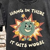 ieftine Tricou grafic pentru bărbați-Bărbați Desene Animate Retro Epocă Tricou Tricou Cămașă spălată Bumbac Manșon scurt Grafic Cămaşă Negru Tricou confortabil Stradă Zilnic Îmbrăcăminte de designer de modă