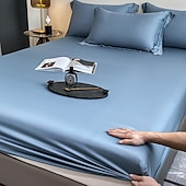 abordables Parures de draps-Drap-housse en soie glacée pièce unique housse de lit en soie glacée d&#039;été protège-matelas Simmons ensemble de trois pièces