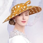 Недорогие Вечеринковые шляпы-Головные уборы Полиэстер Котелок / клош Шляпа от солнца Свадьба Чаепитие Элегантный стиль Свадьба С Бант В горошек Заставка Головной убор