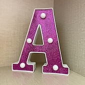 economico Luci decorative-Luci decorative con lettere viola da 16 cm, luci per feste, compleanno, Natale