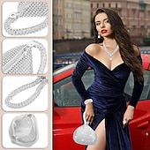 preiswerte Kostümschmuck-Halskette Ohrringe Ring Outfits Tasche elegant &amp;luxuriöse funkelnde Polyester-Strass-Legierung für Cosplay-Modeschmuck für Damen