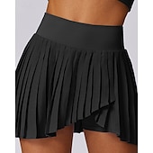 cheap Women&#039;s Skirts &amp; Skorts-US Open Women&#039;s Tennis Skirts Tennis Skirts with Shorts Pleated Side Split Quick Dry Tennis Golf Pickleball Solid Colored Bottoms Black White Blue Tennis Clothing
