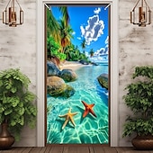ieftine Capacele ușilor-Decorațiuni de ușă cu plajă de vară huse pentru ușă tapiserie de ușă draperie de ușă decor de fundal pentru ușă banner de ușă interioară/exterioară pentru ușa din față a fermei