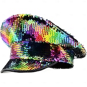 billiga Tillbehör-Stolthet Regnbåge Regnbågehatt Militär Paljett Unisex Vuxna Prideparad Pride månad Halloween Karnival Lätt karnevalsdräkt