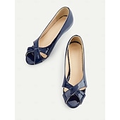 abordables Années 1950-Escarpins à bout ouvert en cuir verni bleu marine pour femme – Chaussures habillées style vintage années 1950 pour le bureau, l&#039;église et les événements printaniers
