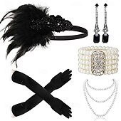 abordables Accesorios y más-1920s El gran Gatsby Diadema de estilo flapper Pendiente Collar / pulsera El gran Gatsby Pluma Retro Brillo chispeante Cristal / Strass Mujer Carnaval día de San Valentín Mascarada Ropa de fiesta de
