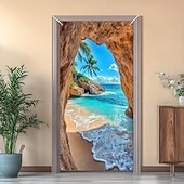 cheap Garage &amp; Door Banners-Ocean Cave Door Decorations Door Covers Door Tapestry Door Curtain Decoration Backdrop Indoor/Outdoor Door Banner for Front Door Farmhouse