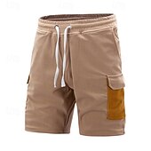 economico All&amp;#39;aperto-Men's Cargo Shorts Camping Shorts Casual Shorts Hiking Shorts Corduroy Shorts Drawstring Elastic Waist Multi Pocket Color Block Plain Comfort Soft Knee Length Outdoor Casual Daily Fashion Streetwear