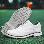 economico Scarpe da Golf da Uomo-scarpe da golf brogue bianche da uomo: resistenti sneakers in similpelle con lacci e dettagli traforati per gli appassionati di golf e sport