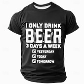 お買い得  メンズおもしろTシャツ-メンズショートスリーブグラフィックTシャツ ビール愛好家のための面白い「私がビールを飲むのは週に3日だけ」ユーモア