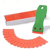cheap Tool Accessories-Plastic Razor Blade Scraper and 100 Pcs Blades, Remove Label Decal Tool,Forwithout Scratches Plastic Razor Blade Scraper, Adhesive Remover for Kitchen Appliances,Stickers and Paints on Window