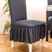 abordables Funda para silla de comedor-Cubierta de la silla del taburete Color sólido En Relieve Poliéster Fundas