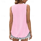economico Camicie-Per donna Camicie di cotone e lino Blusa Semplice Moderno Casual Senza Maniche Girocollo Top Regolari Quotidiano Uscire Asimmetrico Nero Bianco Rosa Estate