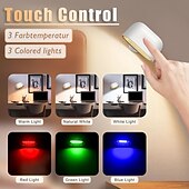 お買い得  パックライト-壁掛けライト 1個 磁気タッチ RGB 調光 USB充電 リモコンコントロール 360度回転 ベッドサイド 壁画 階段 読書灯