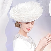 billiga Partyhatt-hattar lin fjäder bowler / cloche hatt solhatt topp hatt bröllop tefest elegant söt med fjäder huvudbonader huvudbonader