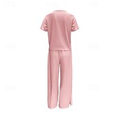 abordables Robes-Femmes Mode Streetwear Chemise Ensembles en coton et lin Ensembles deux pièces Manche Courte Col ras du cou Uni Tenue quotidienne Date Jaune Rose Claire Vert Été Coupe régulière