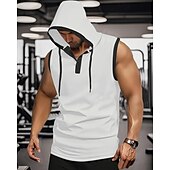 abordables Camisetas sin mangas de gimnasio-Hombre Camiseta sin mangas Top Camisetas Interiores Camisa sin mangas Sin Mangas Con Capucha Verano Bloque de color Moda Design Básico Retazos Vacaciones Calle Noche Negro Blanco Rojo Camiseta