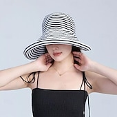 billige Hatter-solhatt for kvinner bred brem sommer upf50 uv-beskyttelsesstripe lett fottur utendørs caps
