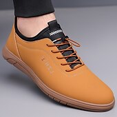 baratos Casual-tênis casual bege com cadarço para homens - calçados confortáveis para o dia a dia para passeios casuais