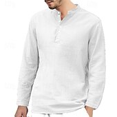 economico camicie casual da uomo-Per uomo Camicia Camicia Estiva Camicia casual Camicia da Spiaggia Camicia con Bottoni Nero Bianco Rosa Verde Blu Manica Lunga Semplice Henley Ferie Casual Quotidiano Bottonato Abbigliamento