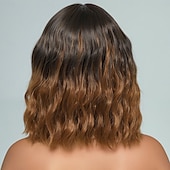 levne Syntetické trendy paruky-Syntetické paruky Kudrny Loose Curl Asymentrický střih Elegantní ofina na stroji Paruka 16&quot; A1 Umělé vlasy Dámské Roztomilý Klasické Pohodlné Tmavě hnědá